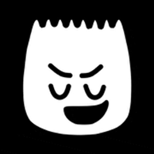 a white silhouette of a bart simpson face with an angry expression and a smile .