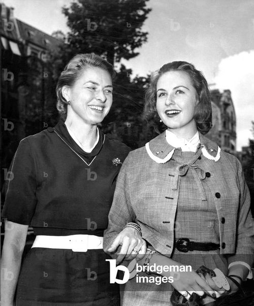 Actress Ingrid Bergman and her Daughter Pia Lindstrom She Has Not Seen Since Ten Years 1958 (b/w photo)