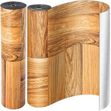 Drydiet 2 Rolls Peel and Stick Vinyl Flooring Tiles 23.6x393.7 Inch Vinyl Floor Tiles Linoleum Vinyl Plank Floor Covering Waterproof Wear for DIY Installation Room Office Kitchen (Natural Wood,Yellow)