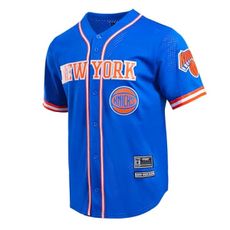 Pro Standard Mens NBA New York Knicks MESH Button Down MESH TOP Royal Blue 2XL