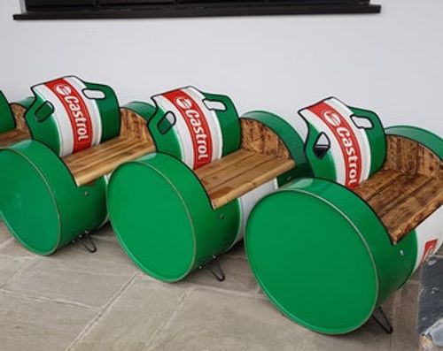upcycled oil drum furniture/man cave/garden