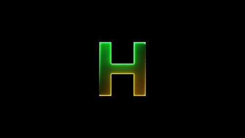 Glowing neon letter H , glowing neon font, H alphabet symbol . Seamless looping alphabet animation on black background.
