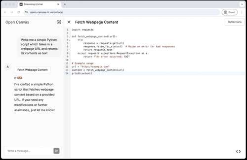 Open Canvas：代码编辑协作画布，开源版OpenAI Canvas/Claude Artifacts