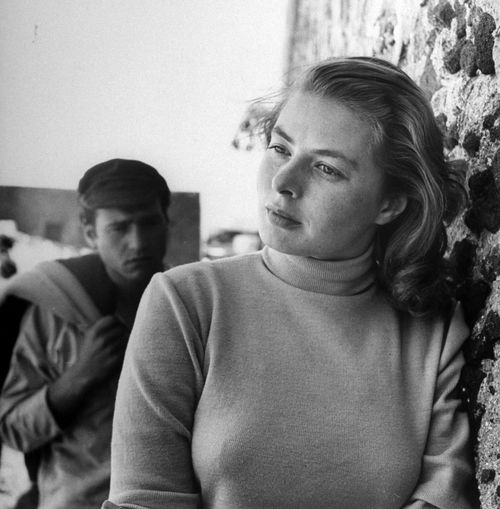 Ingrid Bergman on set for the 1949 film Stromboli