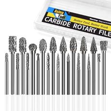 Asieg Tool 20 Pcs Carbide Die Grinder Burrs Bits 1/8" Shank for Dremel Milwaukee Metal Grinding Wood Stone Steel Carving Cutting Engraving Grinder Kit Attachment Rotary Tool Accessories Sets