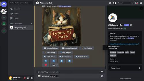 Midjourney on Discord interface.
